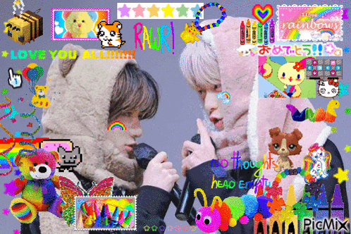 A Collage Of Images With One That Says I Love Rainbows On It GIF