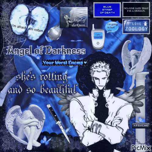 Collage With Angel Of Darkness Text GIF