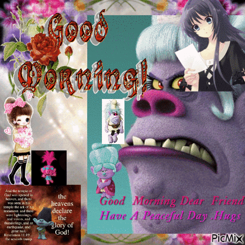 A Collage Of Images With The Words Good Morning On It GIF