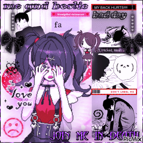 A Collage Of Images With The Words " Join Me In Death " GIF