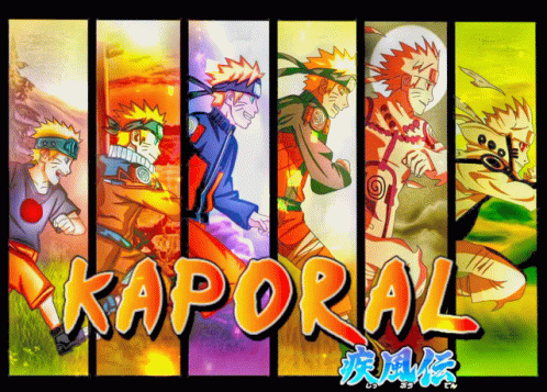 A Collage Of Naruto Characters With The Word Kaporal In The Middle GIF