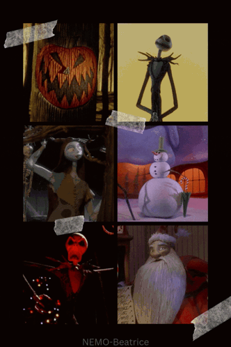 A Collage Of Nightmare Before Christmas Characters With Nemo-Beatrice At The Bottom GIF