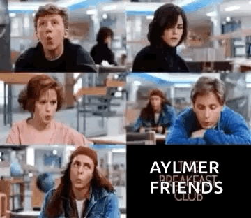People Sitting At Cafeteria Tables Collage GIF