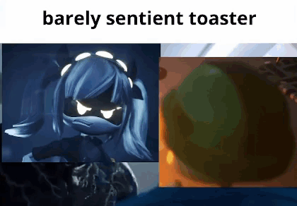 A Collage Of Pictures With The Words Barely Sentient Toaster On Top GIF