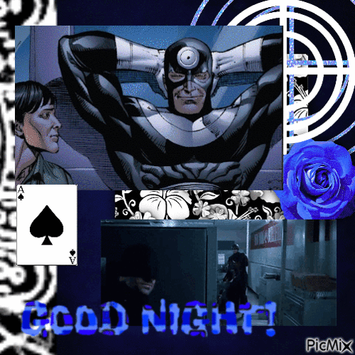 A Collage Of Pictures With The Words Good Night In Blue Letters GIF