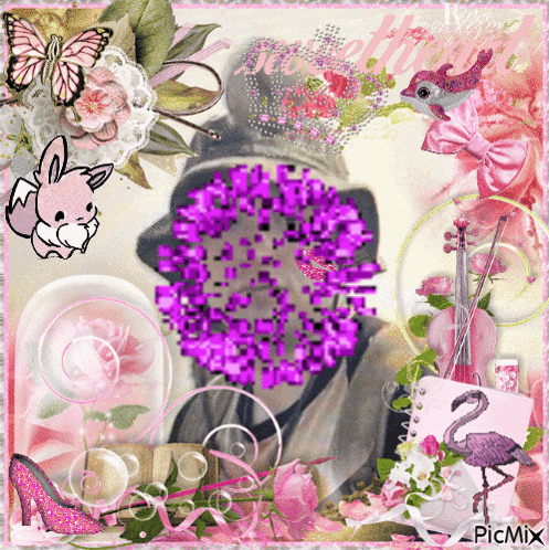 A Collage Of Pink Flowers With The Word Picmix In The Corner GIF