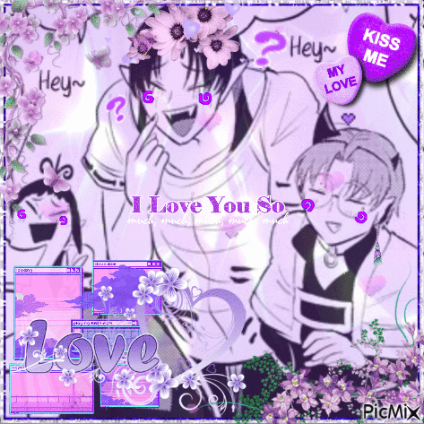 A Collage Of Purple Flowers With The Words I Love You So On It GIF