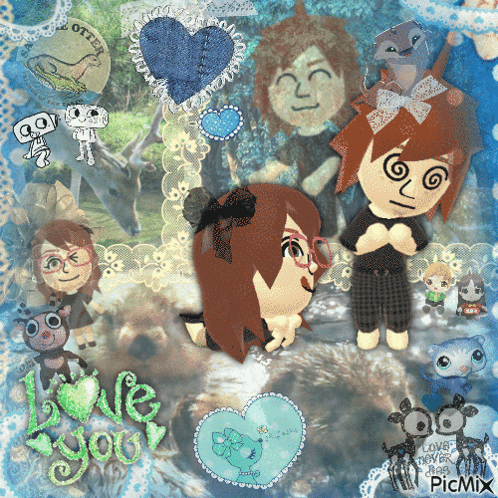 A Collage Of Stuffed Animals With The Words Love You On The Bottom GIF