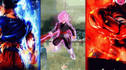A Collage Of Three Images Of A Dragon Ball Z Character GIF