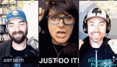 A Collage Of Three Images With The Words Just Do It On The Bottom GIF