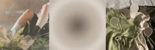 A Collage Of Three Pictures Of A Person 'S Legs , A Blanket And A Balloon . GIF