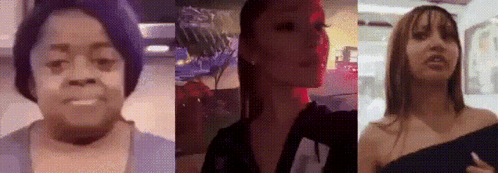 A Collage Of Three Pictures Of A Woman 'S Face GIF