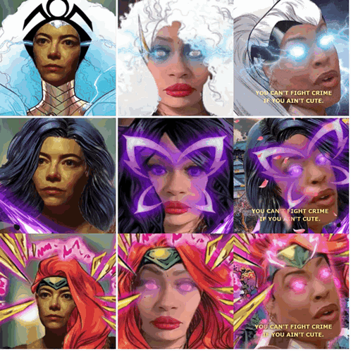 a collage of women 's faces with the words you can 't fight crime if you ain 't cute