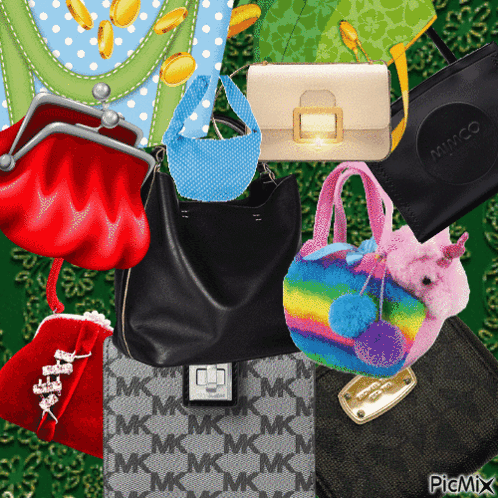 A Collection Of Handbags Including A Michael Kors Bag GIF