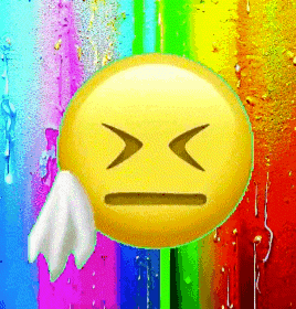 A Colorful Background With A Smiley Face Holding A Napkin In Front Of It GIF