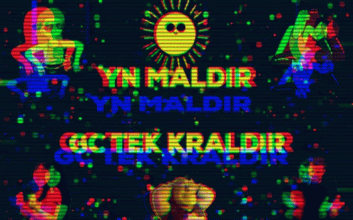 A Colorful Background With A Sun And The Words Ynmadr At The Top GIF