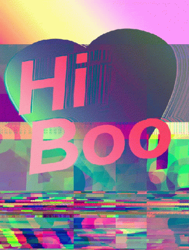 a colorful background with the words hi boo in red letters