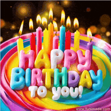 Colorful Birthday Cake With Happy Birthday To You GIF