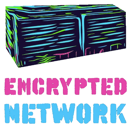 a colorful box with the words encrypted network written on it