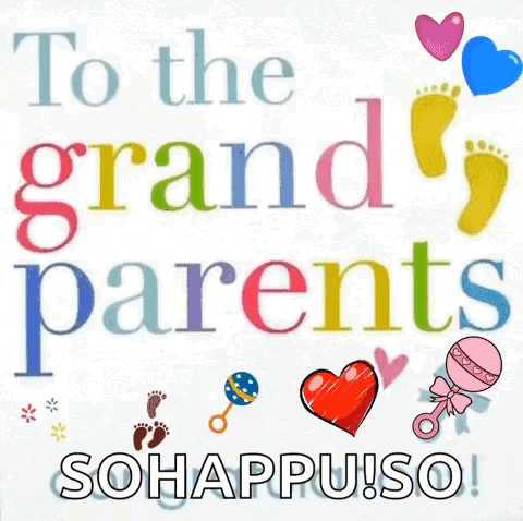 A Colorful Card That Says `` To The Grandparents So Happily So '' GIF