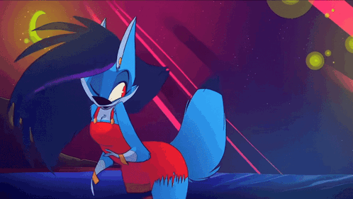A Colorful Cartoon Drawing Of A Fox Dancing With Its Arms Outstretched GIF