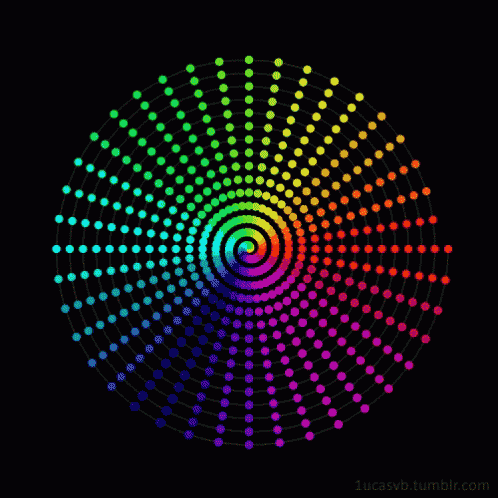 A Colorful Circle Of Dots On A Black Background With The Website Lucasvb.tumblr.com In The Corner GIF