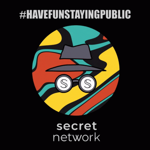 A Colorful Circle With A Hat And Glasses And The Words Secret Network GIF