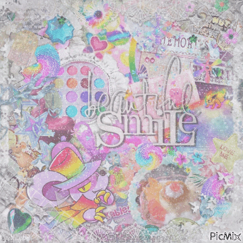 A Colorful Collage With The Words Beautiful Smile GIF