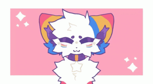Colorful Cat Drawing With Star On Nose GIF