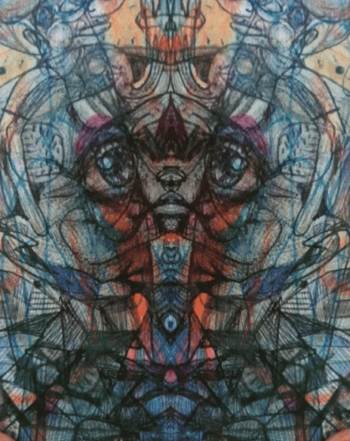 A Colorful Drawing Of A Face With A Circle In The Middle GIF