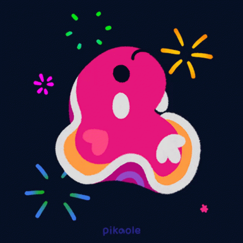 A Colorful Drawing Of A Number 8 With The Word Pikoole Underneath It GIF