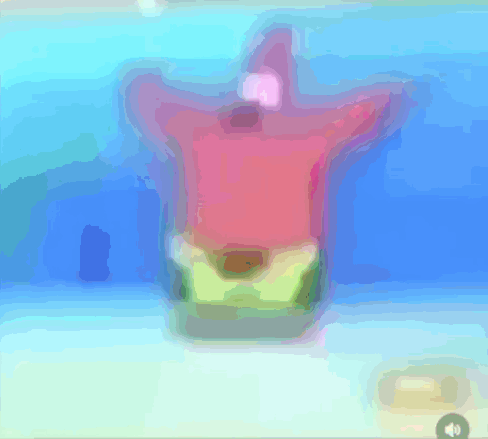 A Colorful Drawing Of Patrick Star With A Blue Background GIF
