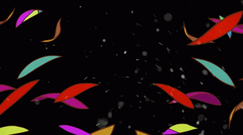 A Colorful Drawing With A Black Background And A Few White Dots GIF