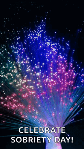 A Colorful Fireworks Display With The Words Celebrate Sobriety Day On The Bottom GIF