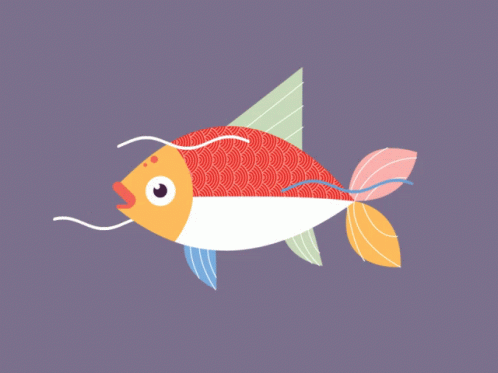 A Colorful Fish With A Purple Background And A White Tail GIF