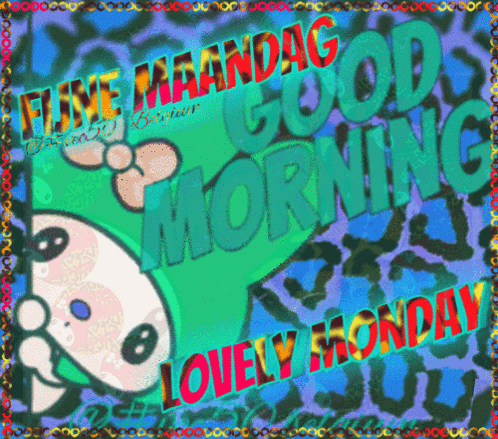 A Colorful Greeting Card That Says Fijne Maandag Good Morning And Lovely Monday GIF