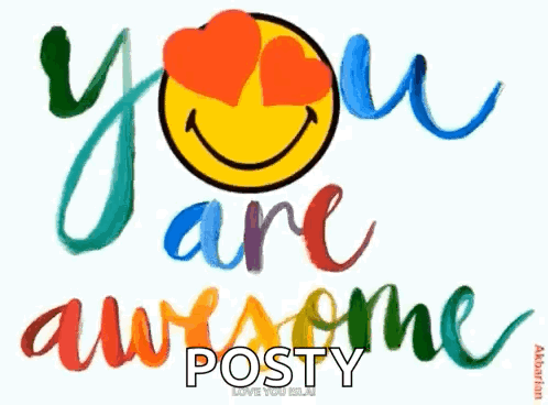 A Colorful Greeting Card With A Smiley Face And The Words `` You Are Awesome '' GIF