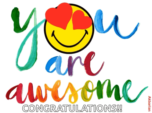 A Colorful Greeting Card With A Smiley Face And The Words You Are Awesome GIF