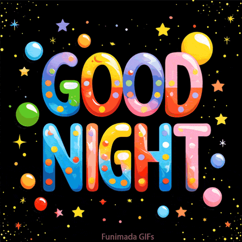 A Colorful Greeting Card With The Words Good Night GIF