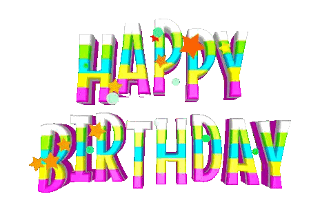 a colorful happy birthday greeting card with stars