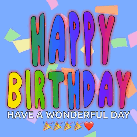A Colorful Happy Birthday Have A Wonderful Day Sign GIF