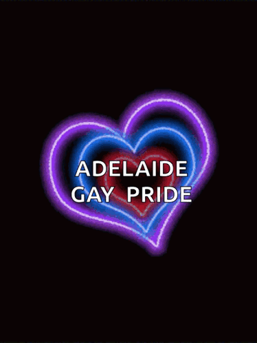 A Colorful Heart With The Words Adelaide Gay Pride Written On It GIF