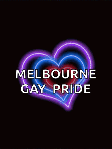A Colorful Heart With The Words Melbourne Gay Pride Written On It GIF