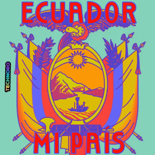 A Colorful Illustration Of The Coat Of Arms Of Ecuador With The Words Ecuador Milpais Below It GIF