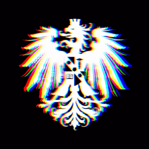 A Colorful Image Of An Eagle With A Cross In The Center GIF