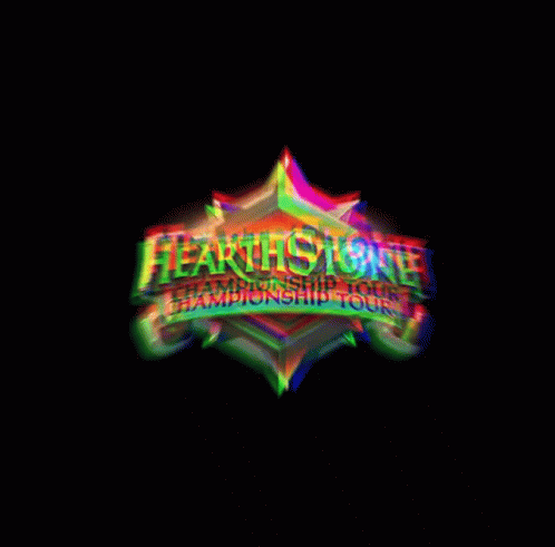 A Colorful Logo For The Hearthstone Championship Tour Appears On A Black Background GIF
