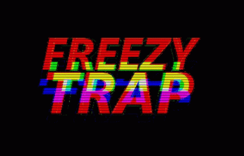 A Colorful Neon Sign That Says Freezy Trap On A Black Background GIF