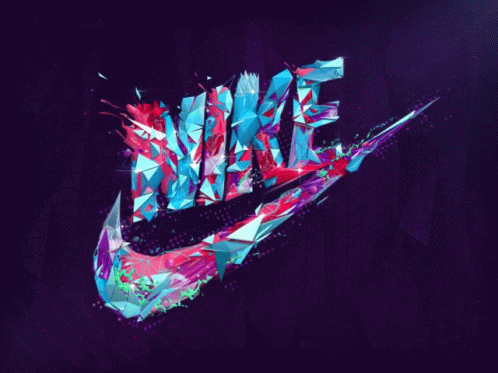 A Colorful Nike Logo With A Lightning Bolt On A Purple Background GIF
