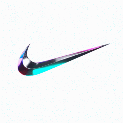 A Colorful Nike Swoosh Is Against A White Background GIF