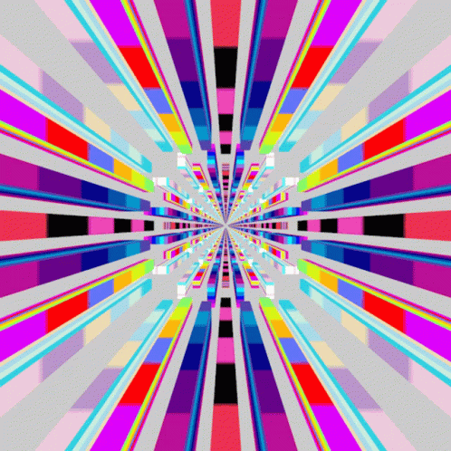 A Colorful Optical Illusion That Appears To Be Going Through A Tunnel GIF